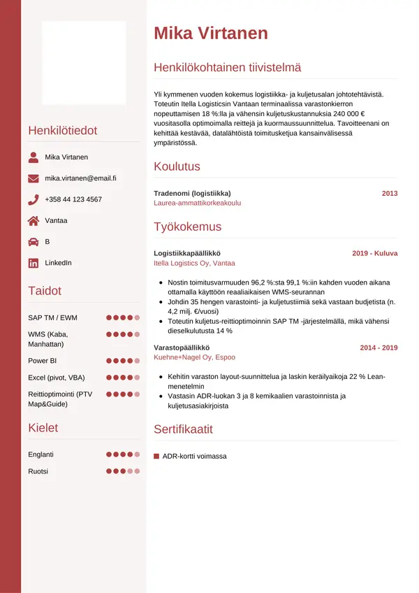 CV-pohja — Tyyli 10