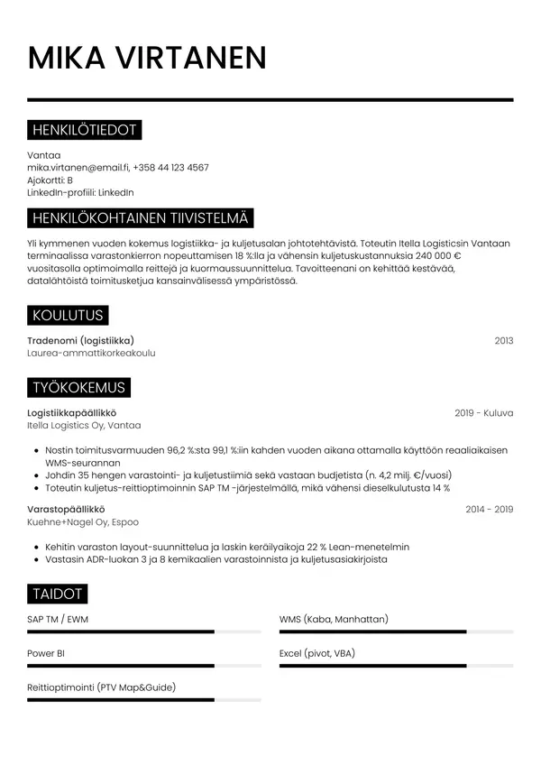 CV-pohja — Tyyli 11