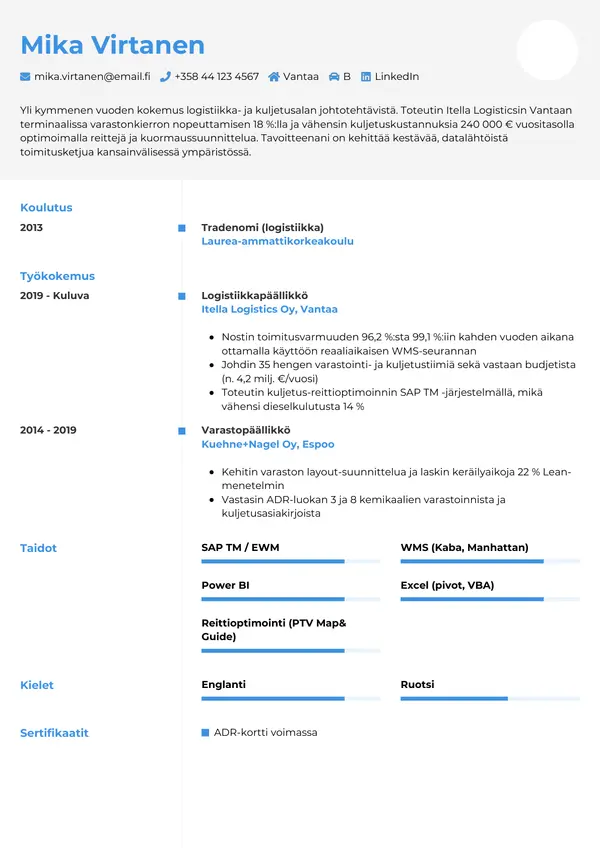 CV-pohja — Tyyli 2