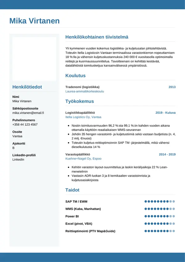 CV-pohja — Tyyli 9