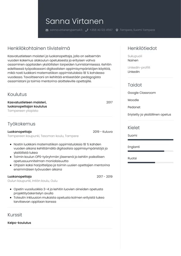 CV-pohja — Tyyli 1