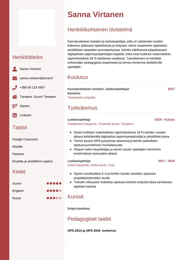 CV-pohja — Tyyli 10