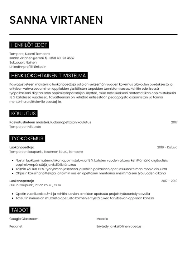 CV-pohja — Tyyli 11