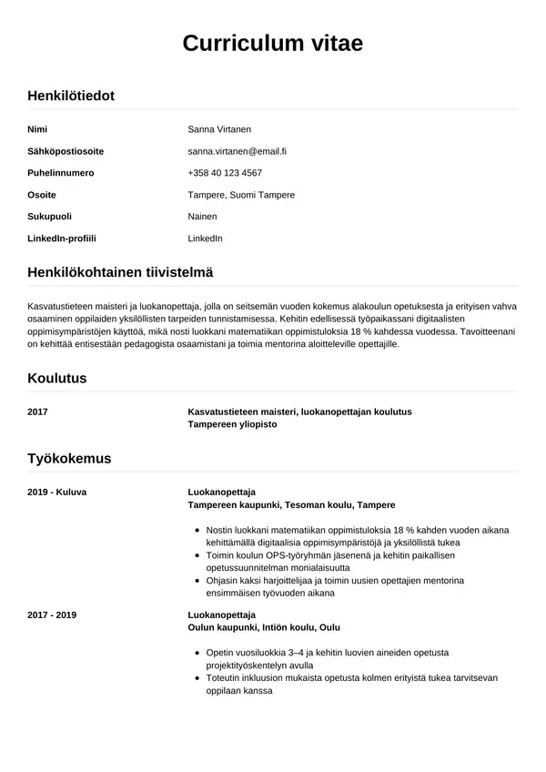 CV-pohja — Tyyli 12