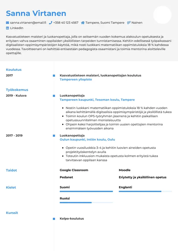 CV-pohja — Tyyli 2