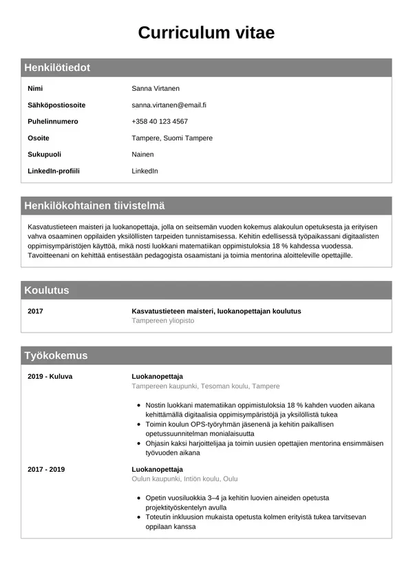 CV-pohja — Tyyli 7