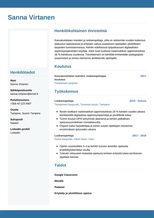 CV-pohja — Tyyli 9