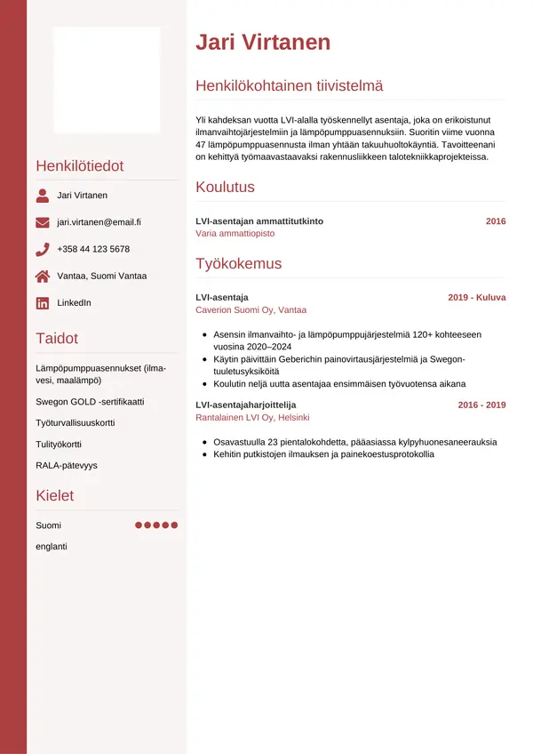 CV-pohja — Tyyli 10