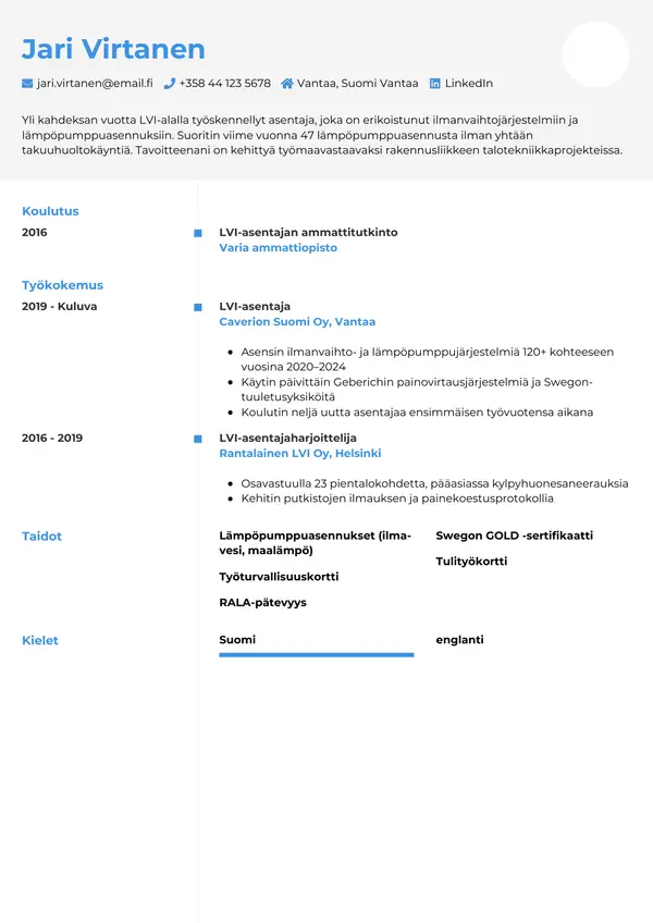 CV-pohja — Tyyli 2