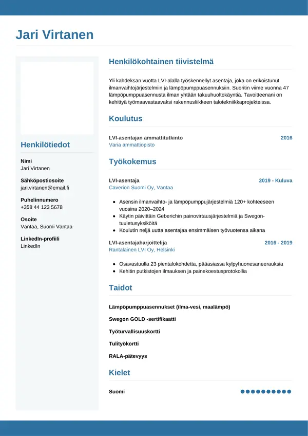 CV-pohja — Tyyli 9