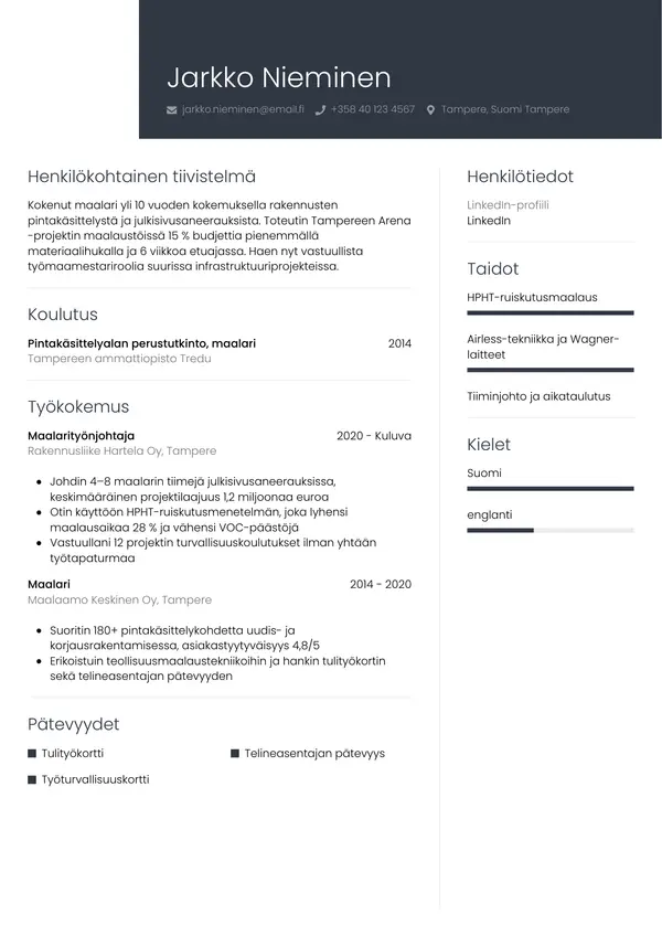 CV-pohja — Tyyli 1