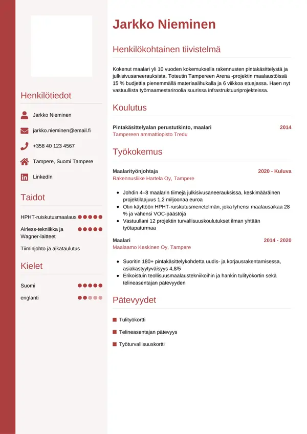 CV-pohja — Tyyli 10