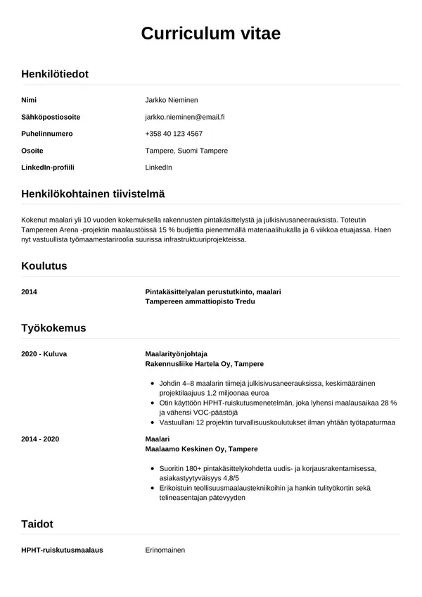 CV-pohja — Tyyli 12