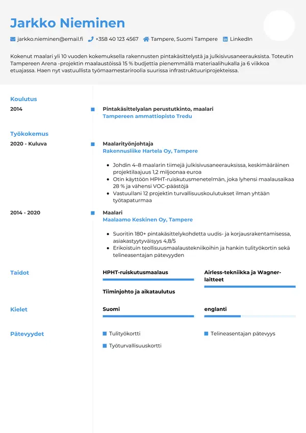 CV-pohja — Tyyli 2