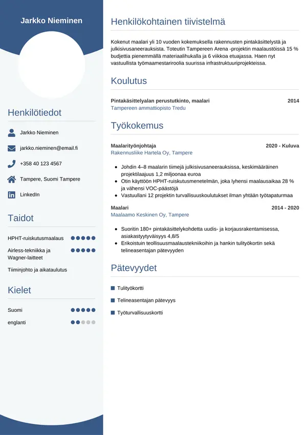 CV-pohja — Tyyli 4