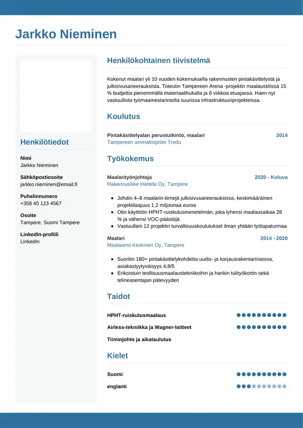 CV-pohja — Tyyli 9