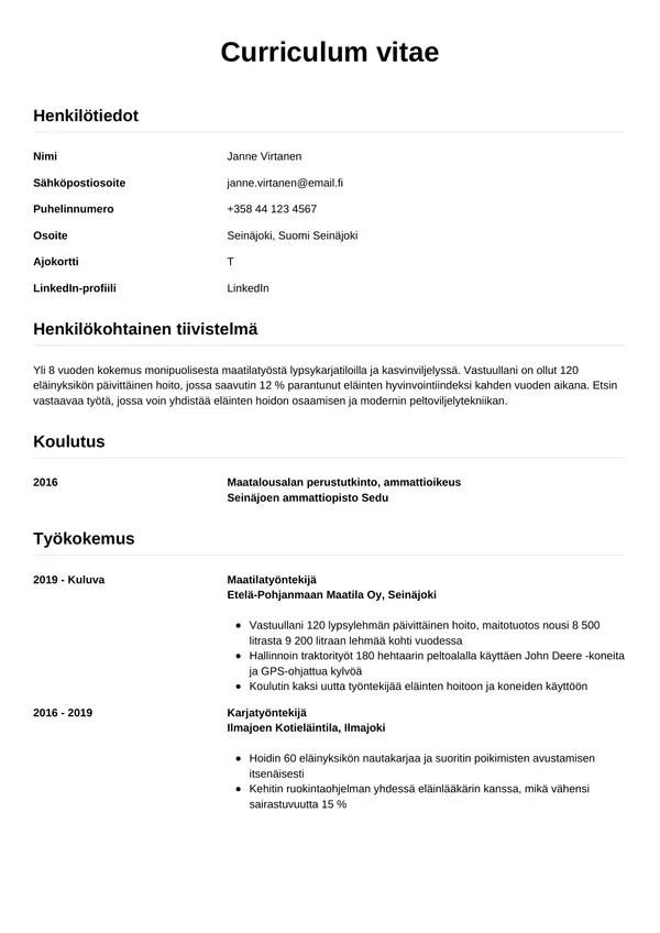 CV-pohja — Tyyli 12