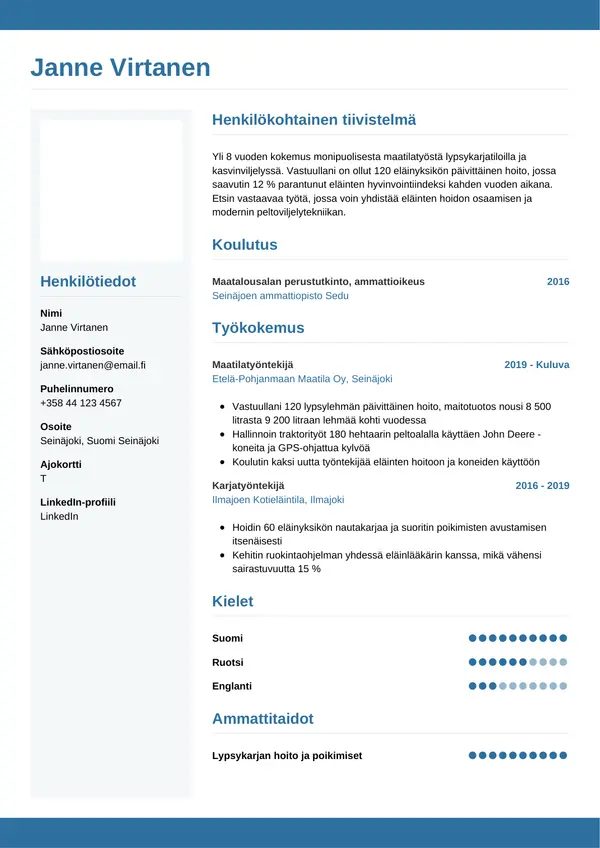 CV-pohja — Tyyli 9