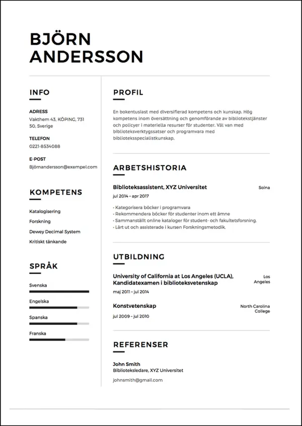 Malare CV-pohja — Tyyli 1