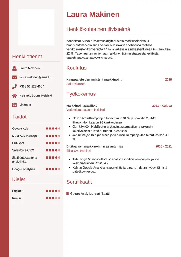 CV-pohja — Tyyli 10