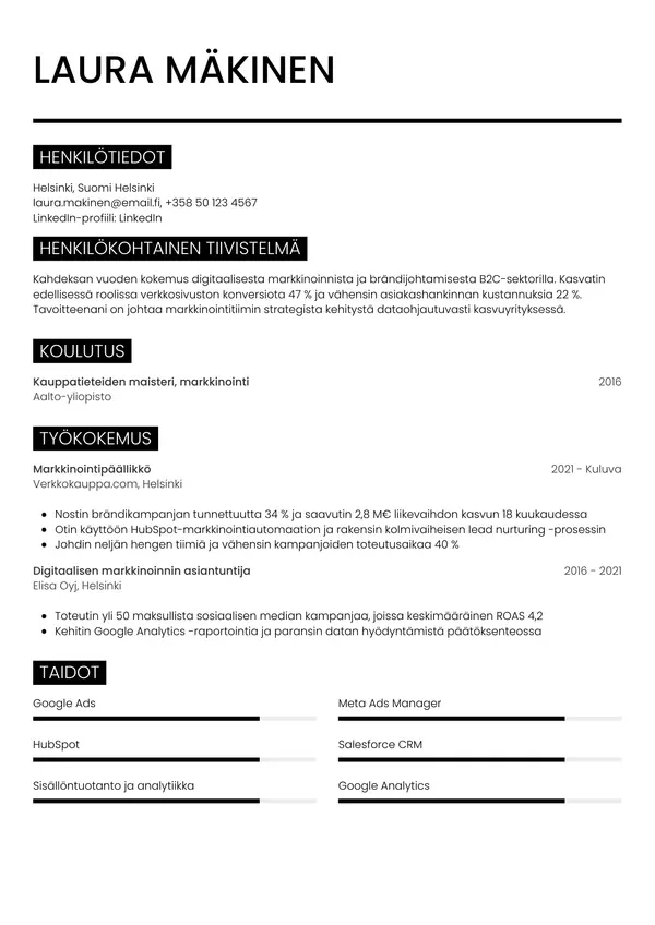 CV-pohja — Tyyli 11