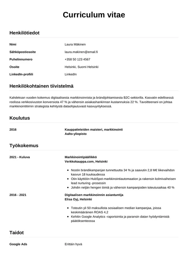 CV-pohja — Tyyli 12