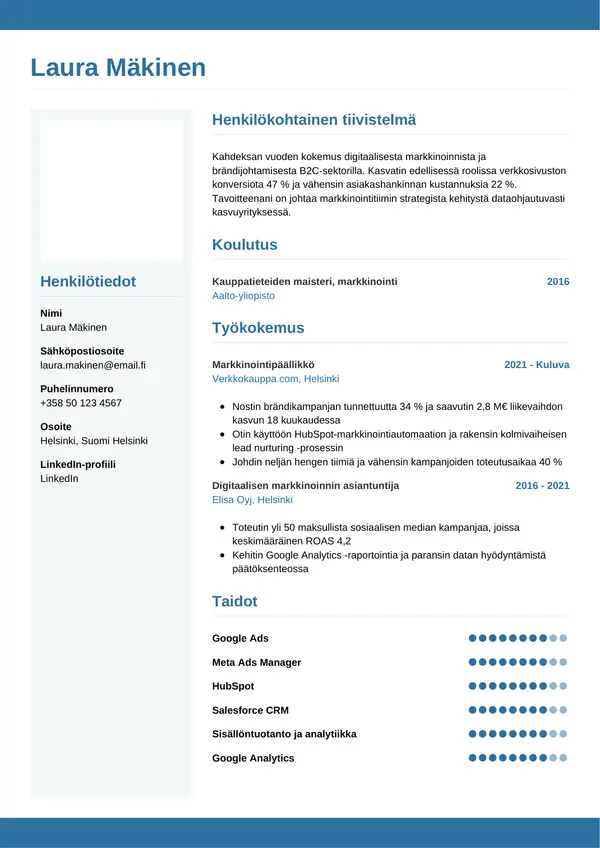 CV-pohja — Tyyli 9