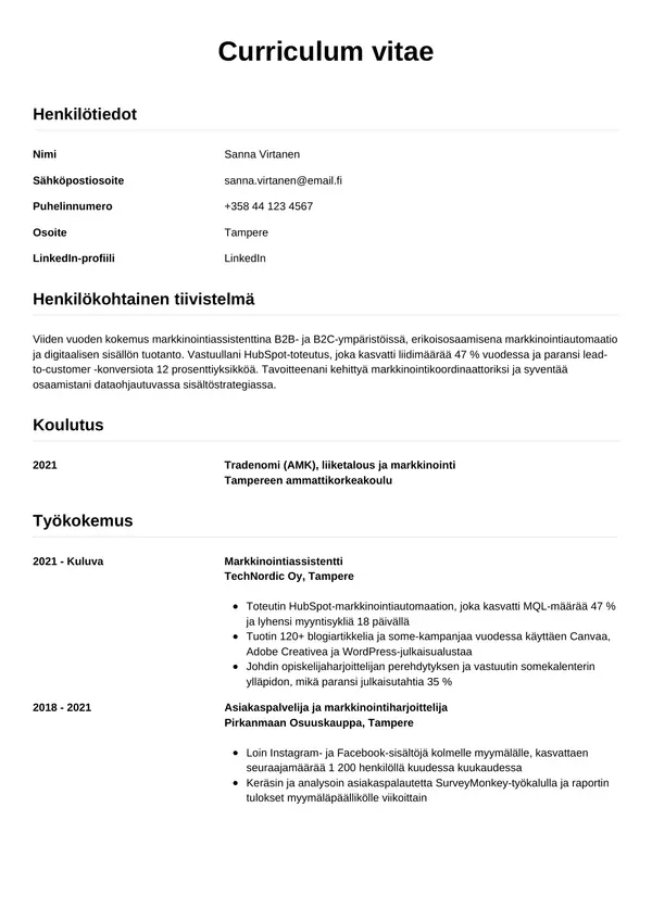 CV-pohja — Tyyli 12