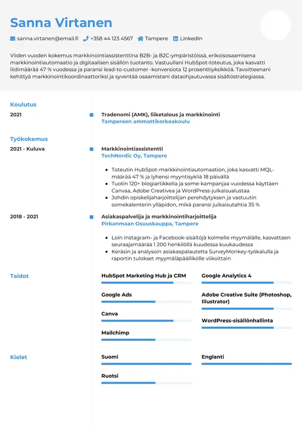 CV-pohja — Tyyli 2