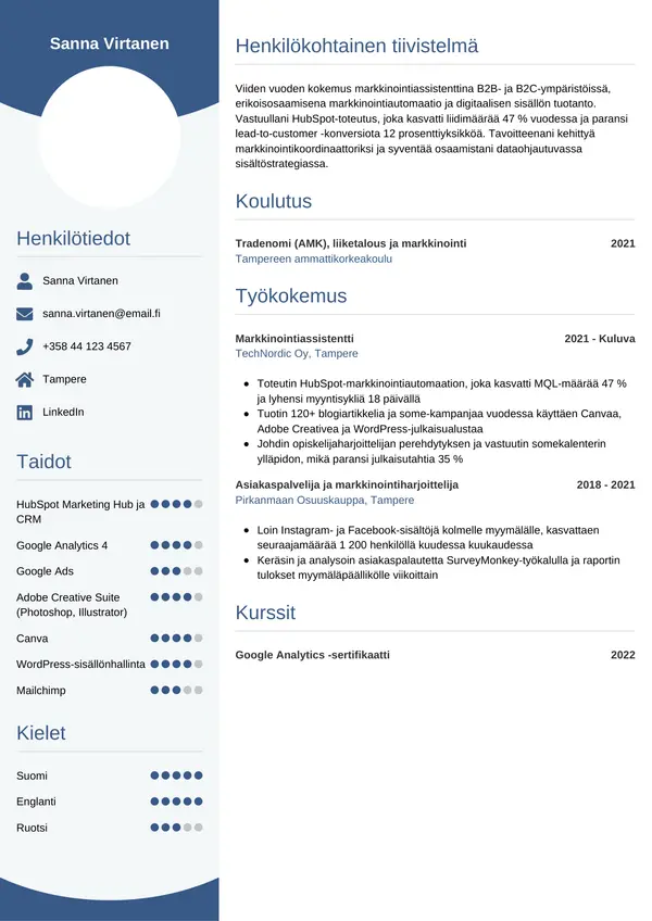 CV-pohja — Tyyli 4