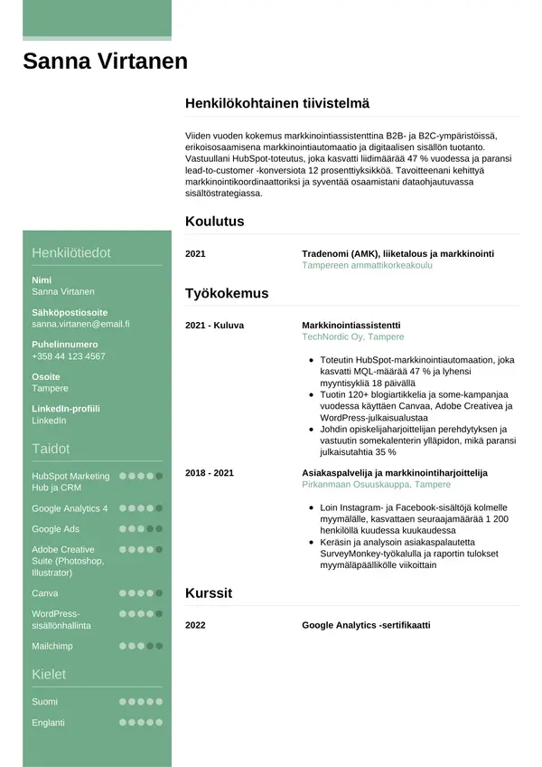 CV-pohja — Tyyli 8