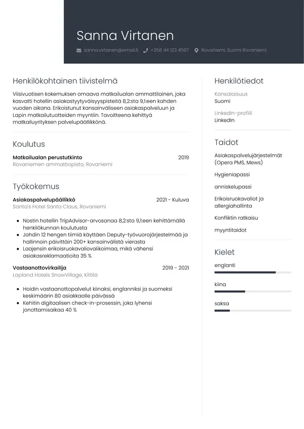 CV-pohja — Tyyli 1