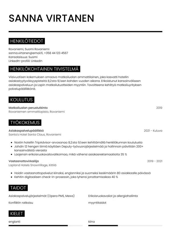 CV-pohja — Tyyli 11