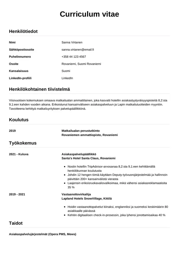 CV-pohja — Tyyli 12