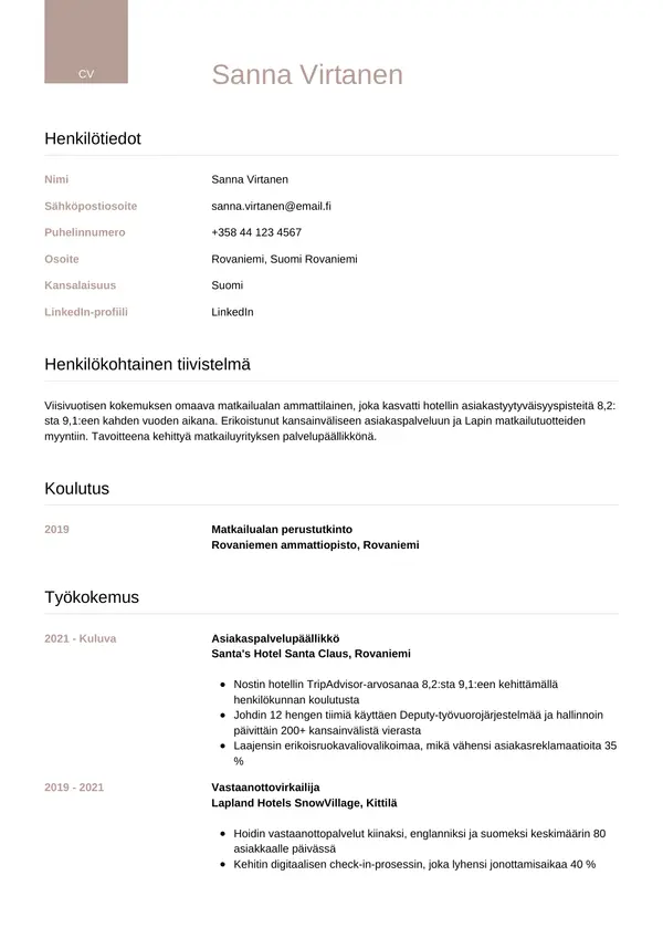 CV-pohja — Tyyli 6