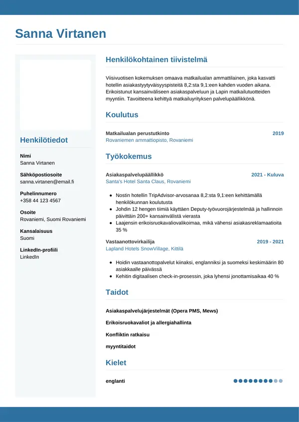 CV-pohja — Tyyli 9