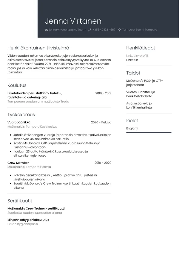 CV template Tyyli 1