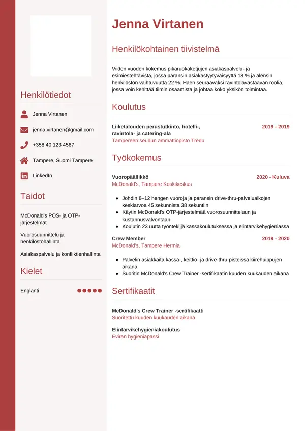 CV-pohja — Tyyli 10