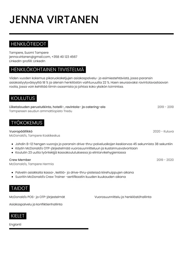 CV-pohja — Tyyli 11