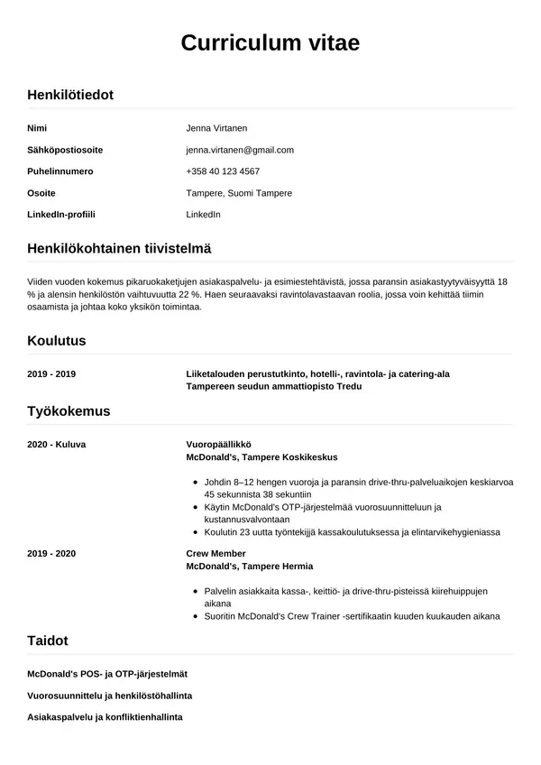CV-pohja — Tyyli 12