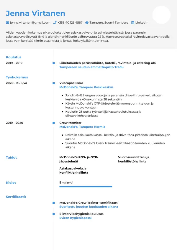 CV-pohja — Tyyli 2