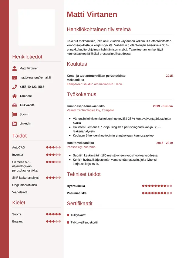 CV-pohja — Tyyli 10