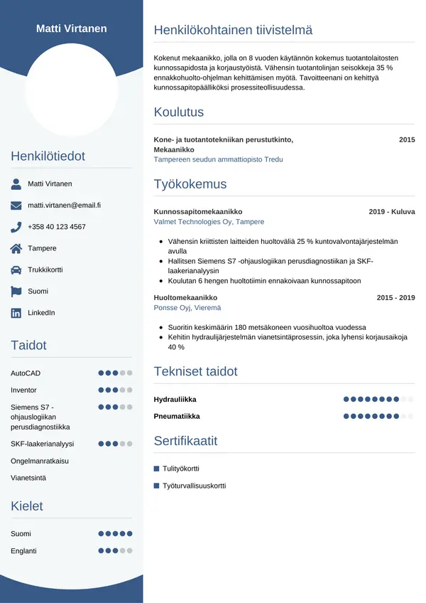 CV-pohja — Tyyli 4