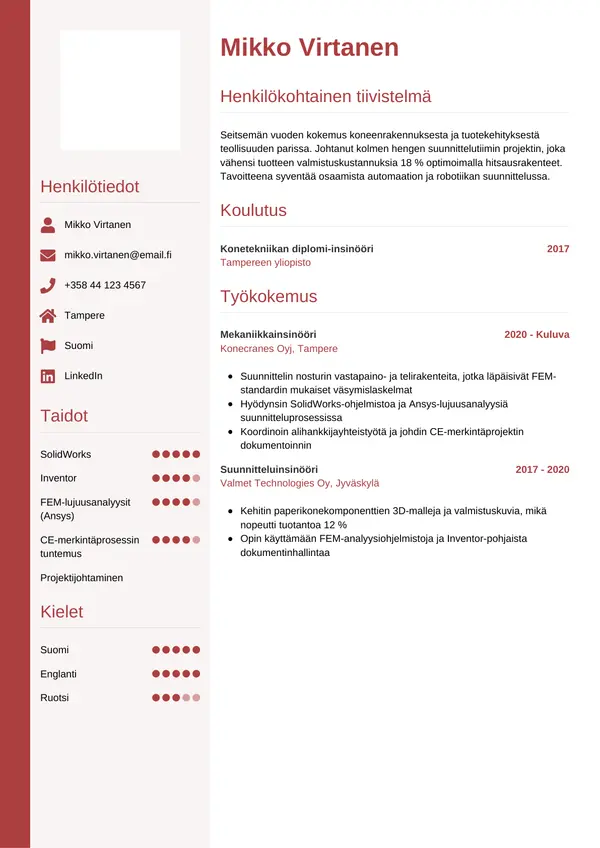 CV-pohja — Tyyli 10