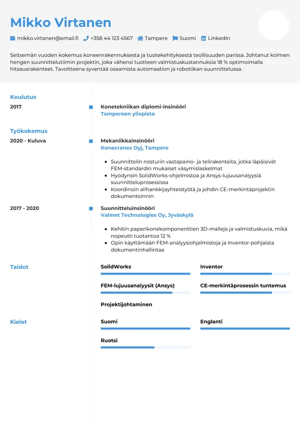CV-pohja — Tyyli 2