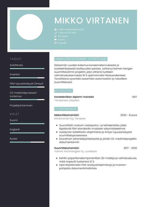 CV-pohja — Tyyli 3