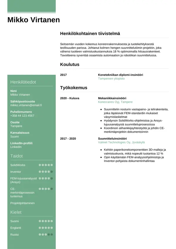 CV-pohja — Tyyli 8