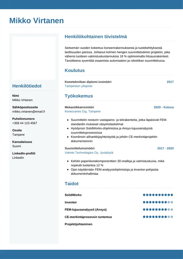 CV-pohja — Tyyli 9