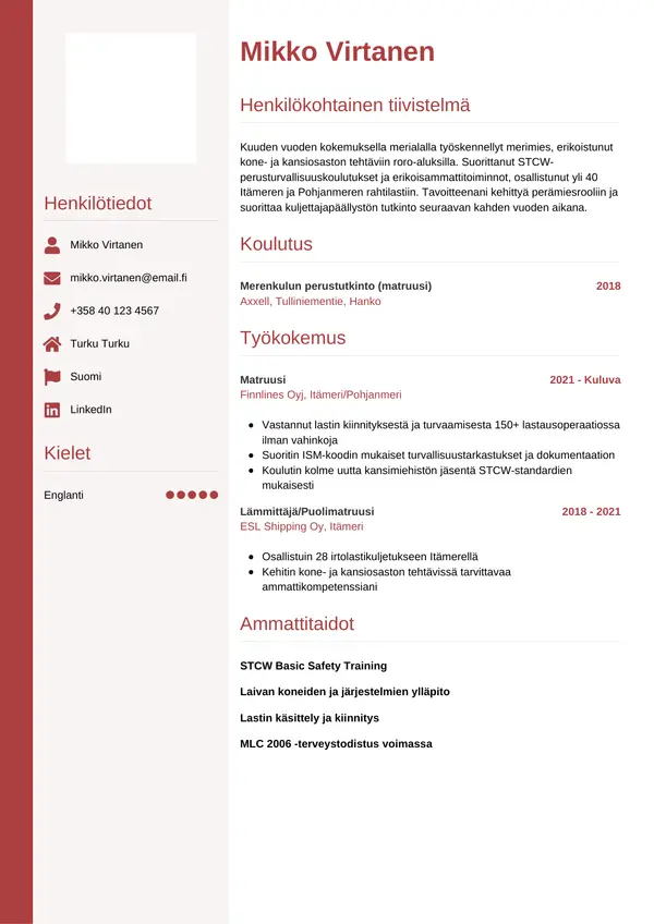 CV-pohja — Tyyli 10