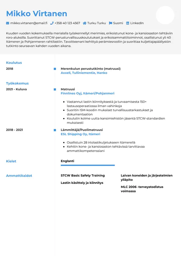 CV-pohja — Tyyli 2
